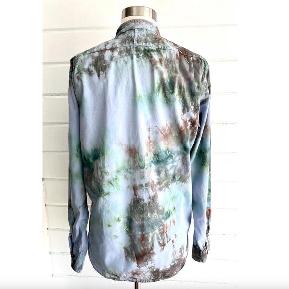 ENGINEERED GARMENTS Tie Dyed Button Down Band Collar Shirt - S - Picture 5 of 11